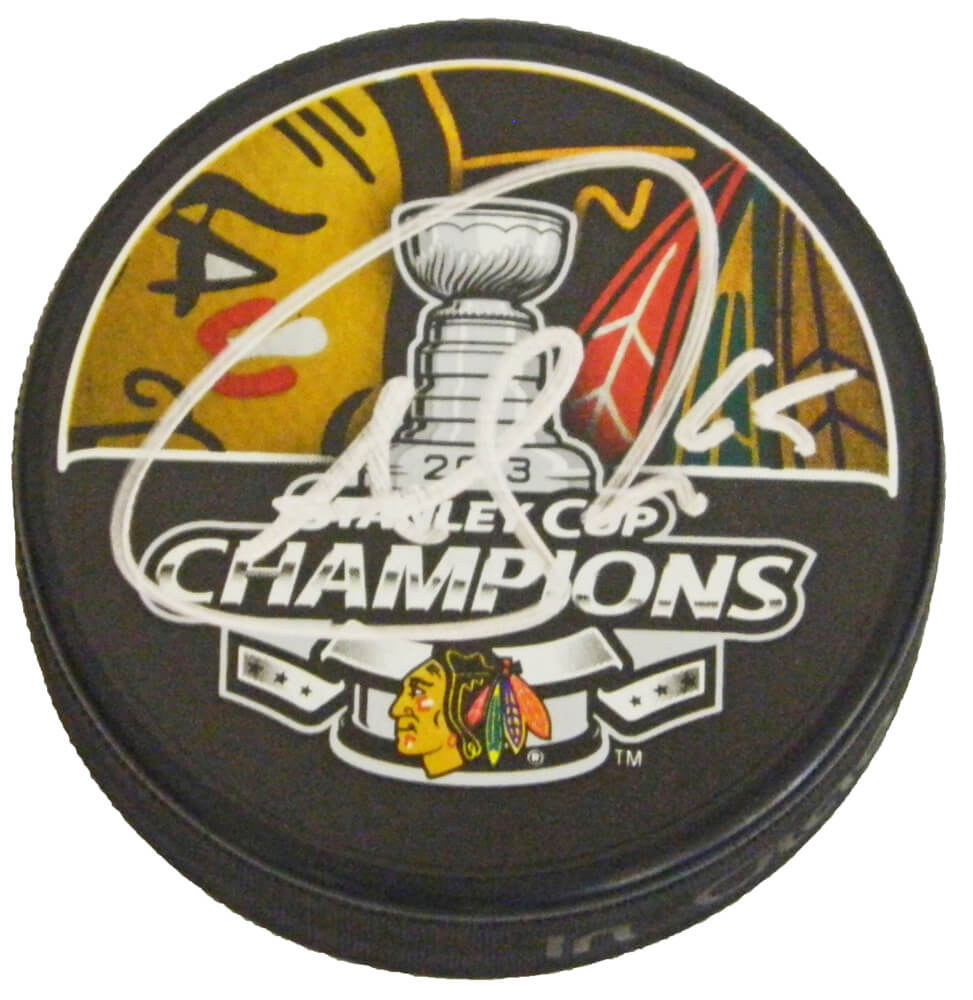 Andrew Shaw Signed Blackhawks 2013 Stanley Cup Champs Logo Hockey Puck - SHAPUC404 - Andrew Shaw Signed Blackhawks 2013 Stanley Cup Champs Logo Hockey Puck product image
