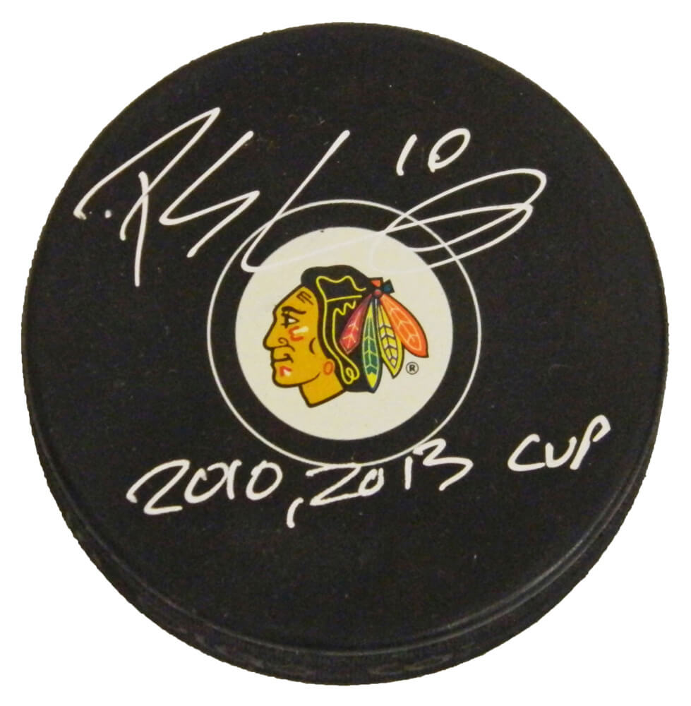 Patrick Sharp Signed Blackhawks Logo Hockey Puck w/2010, 2013 Cup - SHAPUC406 - Patrick Sharp Signed Blackhawks Logo Hockey Puck w/2010, 2013 Cup product image