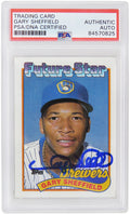 Gary Sheffield Signed Milwaukee Brewers 1989 Topps Rookie Baseball Card #343 - (PSA Encapsulated) - SHECAR100 - Gary Sheffield Signed Milwaukee Brewers 1989 Topps Rookie Baseball Card #343 - (PSA Encapsulated) product image