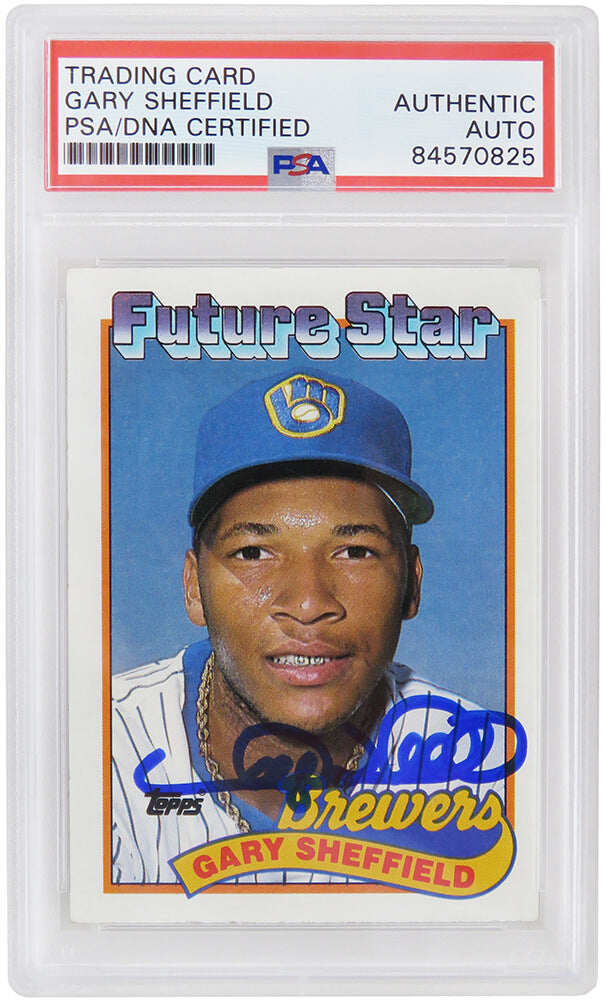 Gary Sheffield Signed Milwaukee Brewers 1989 Topps Rookie Baseball Card #343 - (PSA Encapsulated) - SHECAR100 - Gary Sheffield Signed Milwaukee Brewers 1989 Topps Rookie Baseball Card #343 - (PSA Encapsulated) product image
