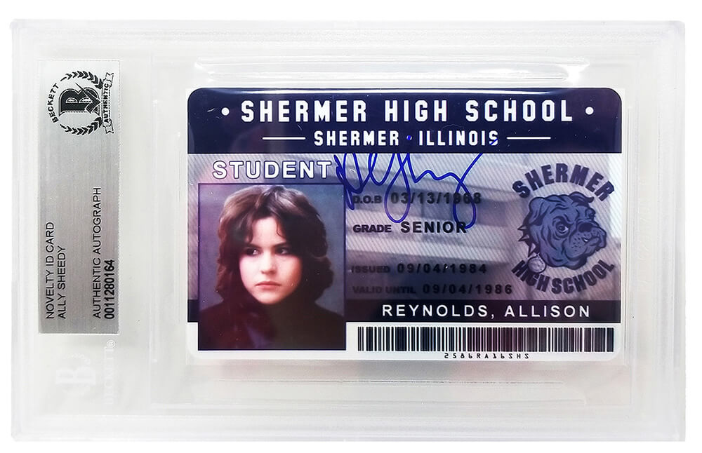 Ally Sheedy Signed The Breakfast Club Allison Reynolds Shermer High School ID Card - (Beckett Encapsulated) - SHECAR501 - Ally Sheedy Signed The Breakfast Club Allison Reynolds Shermer High School ID Card - (Beckett Encapsulated) product image