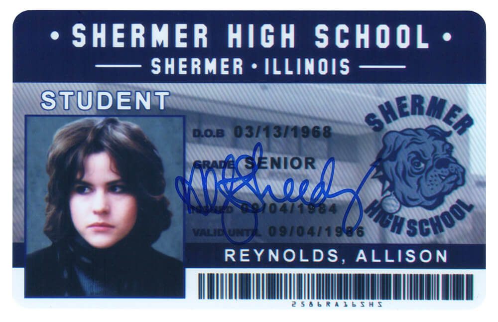 Ally Sheedy Signed The Breakfast Club Allison Reynolds High School ID Card - SHECAR502 - Ally Sheedy Signed The Breakfast Club Allison Reynolds High School ID Card product image