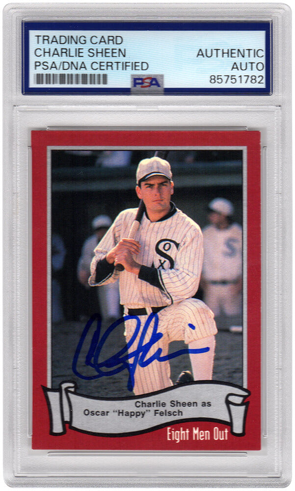 Charlie Sheen Signed Eight Men Out 1988 Pacific Trading Card #10 - (PSA Encapsulated) - SHECAR510 - Charlie Sheen Signed Eight Men Out 1988 Pacific Trading Card #10 - (PSA Encapsulated) product image