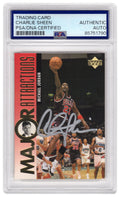 Charlie Sheen Signed 1995-96 Upper Deck Major Attractions Michael Jordan Card #339 - (PSA Encapsulated) - SHECAR511 - Charlie Sheen Signed 1995-96 Upper Deck Major Attractions Michael Jordan Card #339 - (PSA Encapsulated) product image