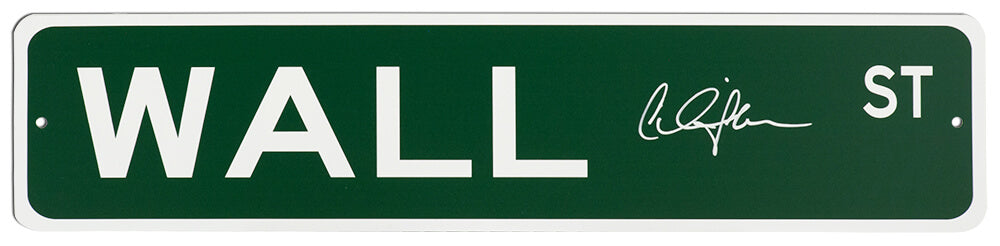 Charlie Sheen Signed Wall Street 4x18 Green Aluminum Street Sign - SHEOTH505 - Charlie Sheen Signed Wall Street 4x18 Green Aluminum Street Sign product image