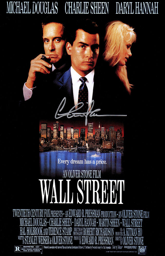 Charlie Sheen Signed Wall Street 11x17 Movie Poster - SHEPST503 - Charlie Sheen Signed Wall Street 11x17 Movie Poster product image