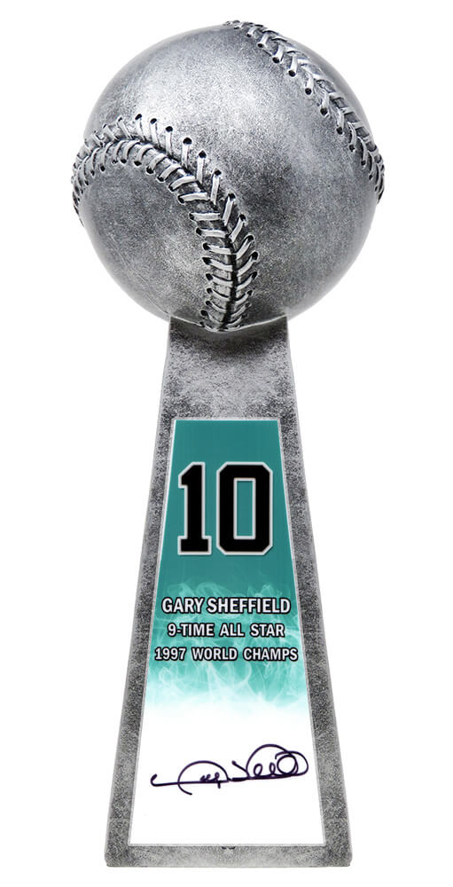Gary Sheffield Signed Baseball World Champion 14 Inch Replica Silver Trophy - SHETRO100 - Gary Sheffield Signed Baseball World Champion 14 Inch Replica Silver Trophy product image