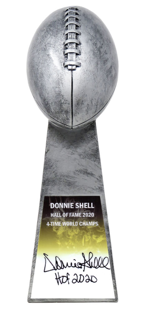Donnie Shell Signed Football World Champion 15 Inch Replica Silver Trophy w/HOF 2020 - SHETRO300 - Donnie Shell Signed Football World Champion 15 Inch Replica Silver Trophy w/HOF 2020 product image