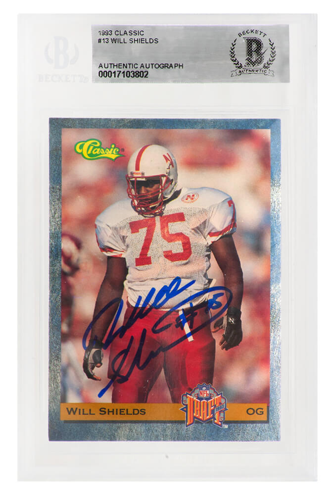 Will Shields Signed 1993 Classic Football Rookie Trading Card #13 - (Beckett Encapsulated) - SHICAR304 - Will Shields Signed 1993 Classic Football Rookie Trading Card #13 - (Beckett Encapsulated) product image