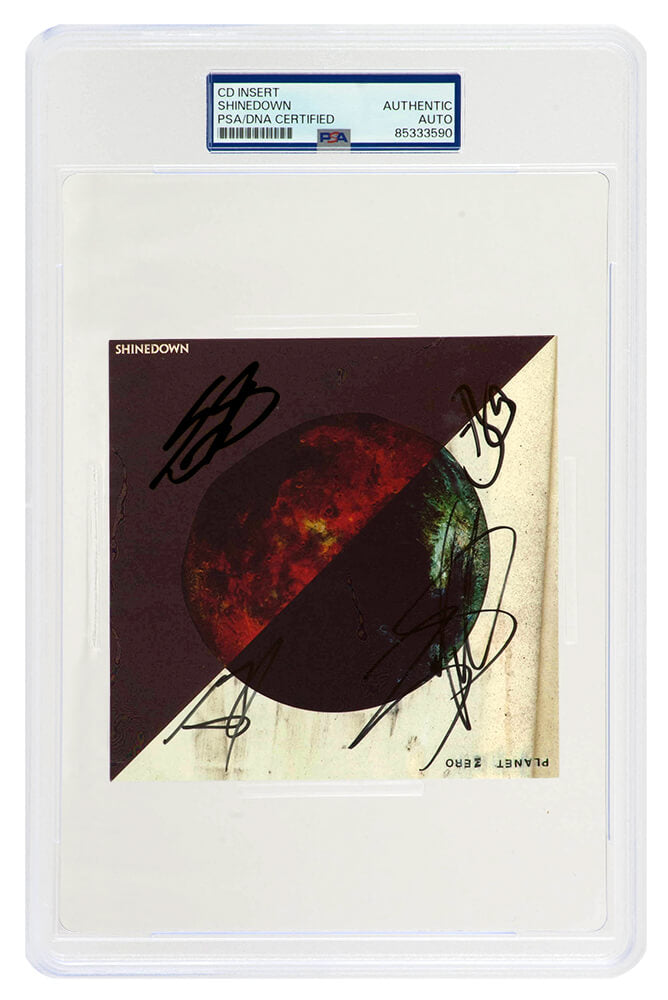 Shinedown Full Band Signed 'Planet Zero' 5x5 CD Insert (4-Signatures) - (PSA/DNA Encapsulated) - SHICUT500 - Shinedown Full Band Signed 'Planet Zero' 5x5 CD Insert (4-Signatures) - (PSA/DNA Encapsulated) product image