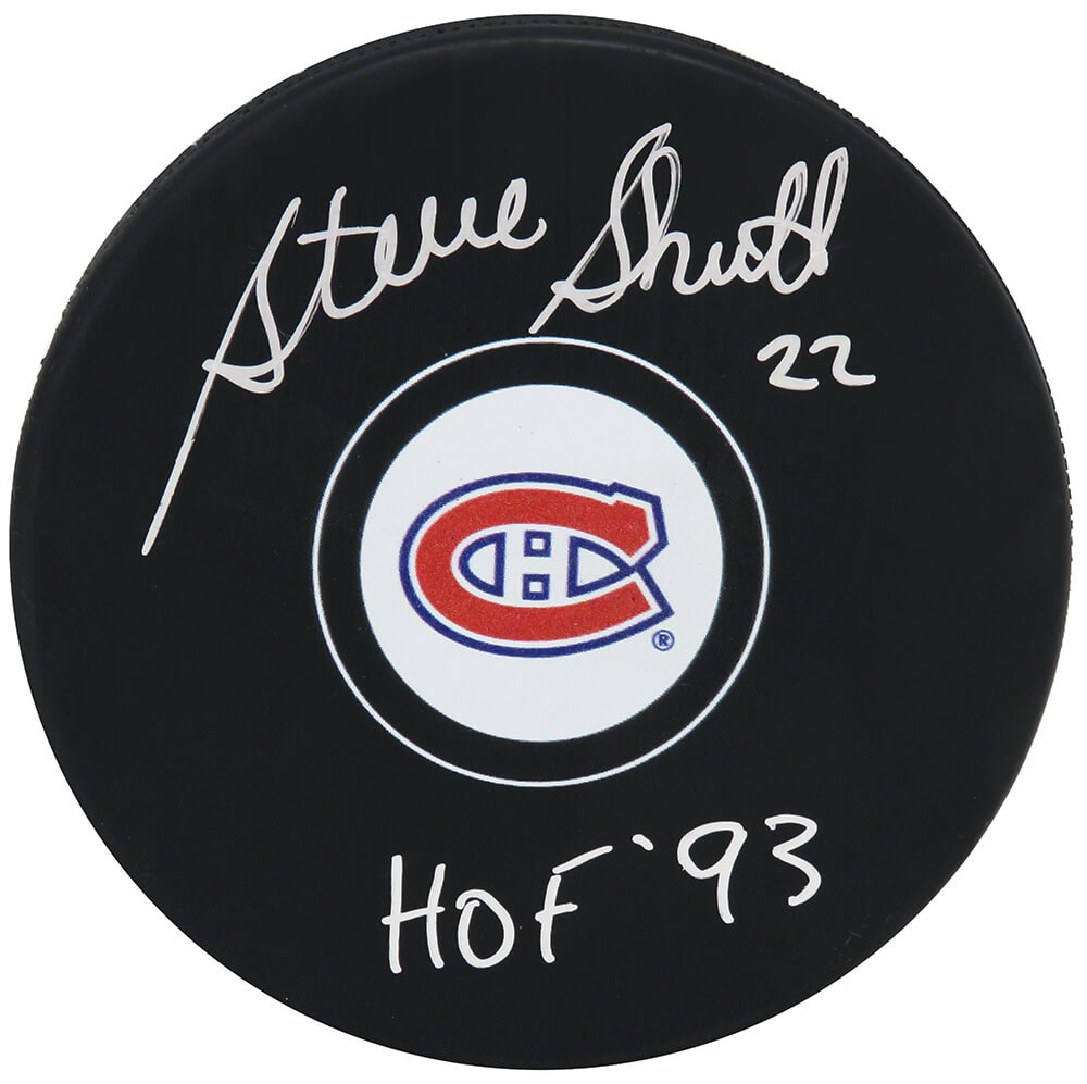 Steve Shutt Signed Montreal Canadiens Logo Hockey Puck w/HOF'93 - SHUPUC402 - Steve Shutt Signed Montreal Canadiens Logo Hockey Puck w/HOF'93 product image