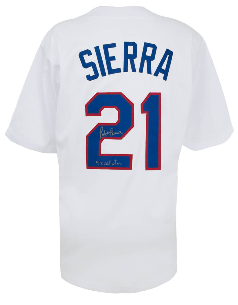Ruben Sierra Signed White Custom Baseball Jersey w/4x All Star - SIEJRY100 - Ruben Sierra Signed White Custom Baseball Jersey w/4x All Star product image
