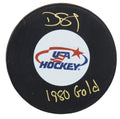 Dave Silk Signed USA Hockey Logo Hockey Puck w/1980 Gold - SILPUC401 - Dave Silk Signed USA Hockey Logo Hockey Puck w/1980 Gold product image