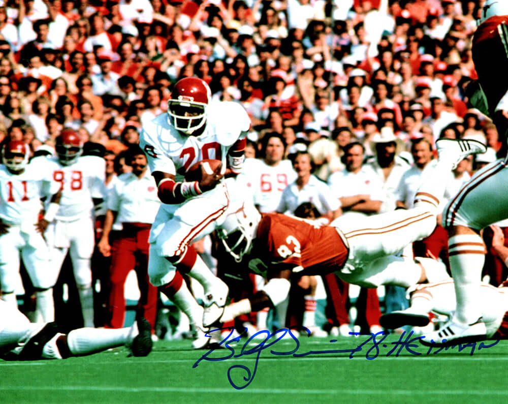 Billy Sims Signed Oklahoma Sooners vs Texas 8x10 Photo w/78 Heisman - SIM08P316 - Billy Sims Signed Oklahoma Sooners vs Texas 8x10 Photo w/78 Heisman product image