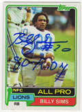 Billy Sims Signed Detroit Lions 1981 Topps Football Rookie Card #100 w/80 ROY - SIMCAR300 - Billy Sims Signed Detroit Lions 1981 Topps Football Rookie Card #100 w/80 ROY product image