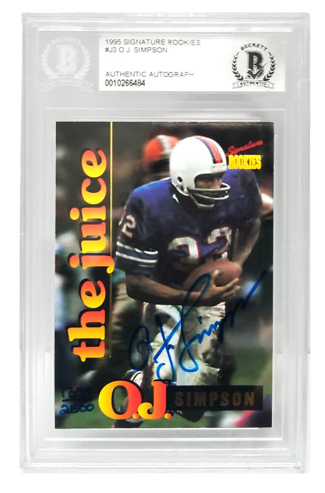 O.J. Simpson Signed Buffalo Bills 1995 Signature Rookies Trading Card #J3 - (Beckett Encapsulated) - SIMCAR311 - O.J. Simpson Signed Buffalo Bills 1995 Signature Rookies Trading Card #J3 - (Beckett Encapsulated) product image
