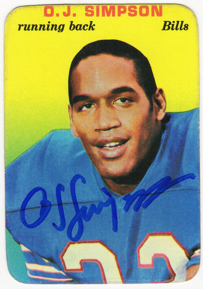 O.J. Simpson Signed Buffalo Bills 1970 Topps Glossy Football Rookie Card #22 - SIMCAR315 - O.J. Simpson Signed Buffalo Bills 1970 Topps Glossy Football Rookie Card #22 product image