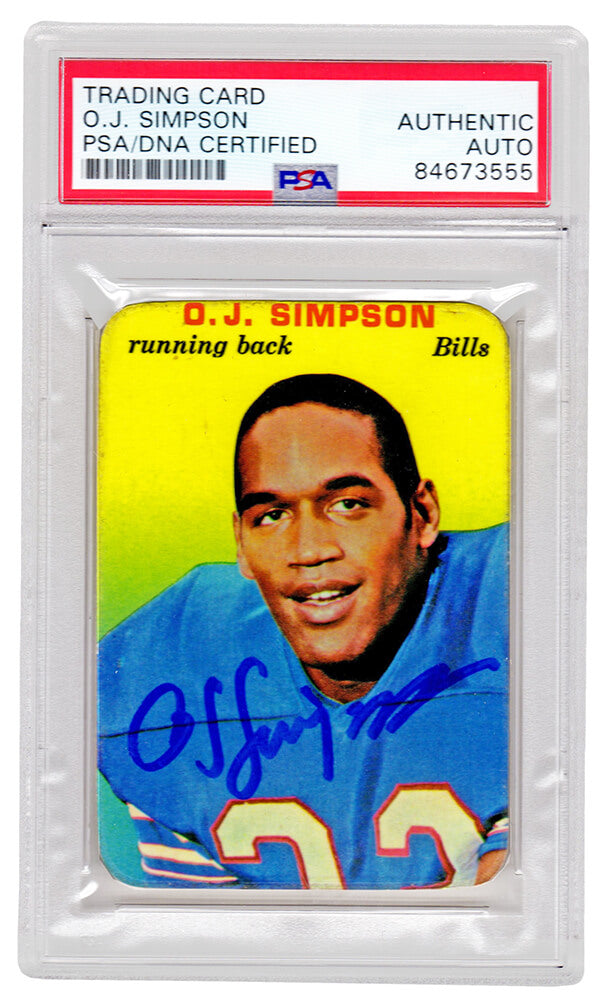 O.J. Simpson Signed Buffalo Bills 1970 Topps Glossy Rookie Football Card #22 (PSA Encapsulated) - SIMCAR317 - O.J. Simpson Signed Buffalo Bills 1970 Topps Glossy Rookie Football Card #22 (PSA Encapsulated) product image