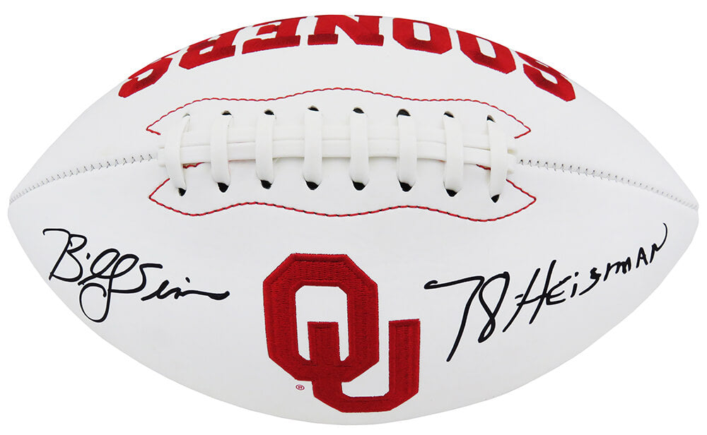 Billy Sims Signed Oklahoma Sooners Rawlings White Logo Football w/78 Heisman - SIMFTB309 - Billy Sims Signed Oklahoma Sooners Rawlings White Logo Football w/78 Heisman product image