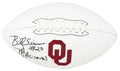 Billy Sims Signed Oklahoma Sooners Logo Brand White Logo Football w/78 Heisman - SIMFTB312 - Billy Sims Signed Oklahoma Sooners Logo Brand White Logo Football w/78 Heisman product image