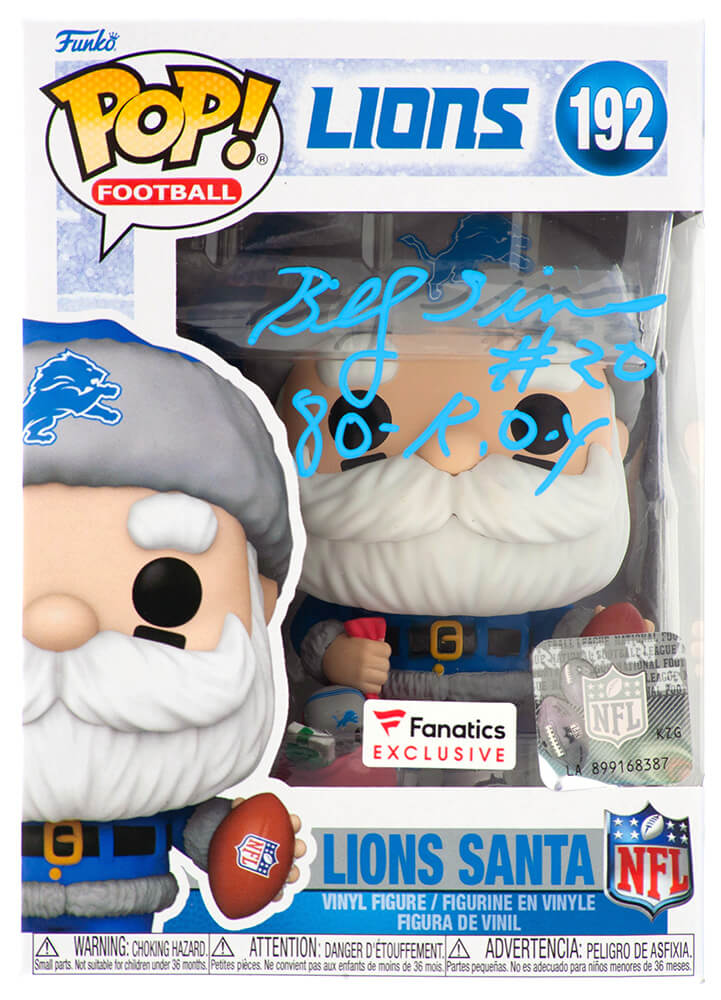 Billy Sims Signed Detroit Lions SANTA Funko Pop Doll #192 w/80 ROY - SIMFUN310 - Billy Sims Signed Detroit Lions SANTA Funko Pop Doll #192 w/80 ROY product image