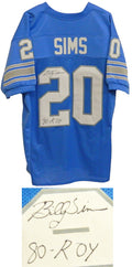 Billy Sims Signed Blue Throwback Custom Football Jersey w/80 ROY - SIMJRY300 - Billy Sims Signed Blue Throwback Custom Football Jersey w/80 ROY product image