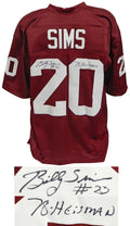 Billy Sims Signed Maroon Custom Football Jersey w/78 Heisman - SIMJRY302 - Billy Sims Signed Maroon Custom Football Jersey w/78 Heisman product image
