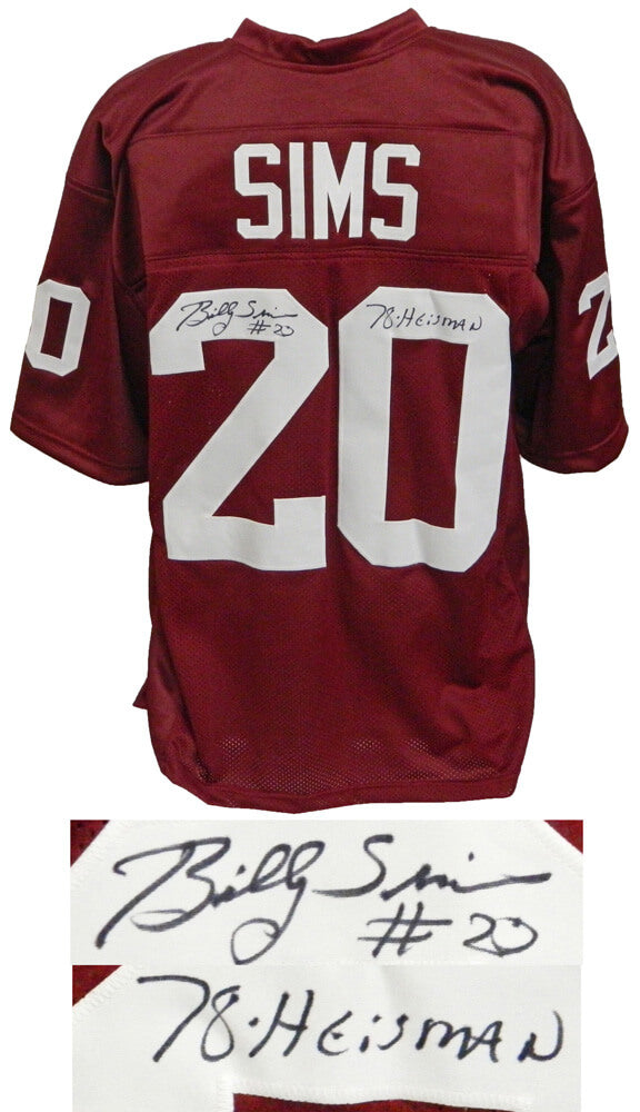 Billy Sims Signed Maroon Custom Football Jersey w/78 Heisman - SIMJRY302 - Billy Sims Signed Maroon Custom Football Jersey w/78 Heisman product image