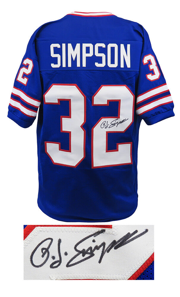 O.J. Simpson Signed Blue Throwback Custom Football Jersey - SIMJRY320 - O.J. Simpson Signed Blue Throwback Custom Football Jersey product image