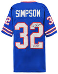O.J. Simpson Signed Blue Throwback Custom Football Jersey w/HOF'85 - SIMJRY321 - O.J. Simpson Signed Blue Throwback Custom Football Jersey w/HOF'85 product image