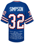 O.J. Simpson Signed Blue Throwback Embroidered Stat Custom Football Jersey - (JSA COA) - SIMJRY322 - O.J. Simpson Signed Blue Throwback Embroidered Stat Custom Football Jersey - (JSA COA) product image