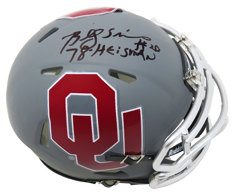 Billy Sims Signed Oklahoma Sooners AMP Alternate Series Riddell Speed Mini Helmet w/78 Heisman - SIMMIN302 - Billy Sims Signed Oklahoma Sooners AMP Alternate Series Riddell Speed Mini Helmet w/78 Heisman product image