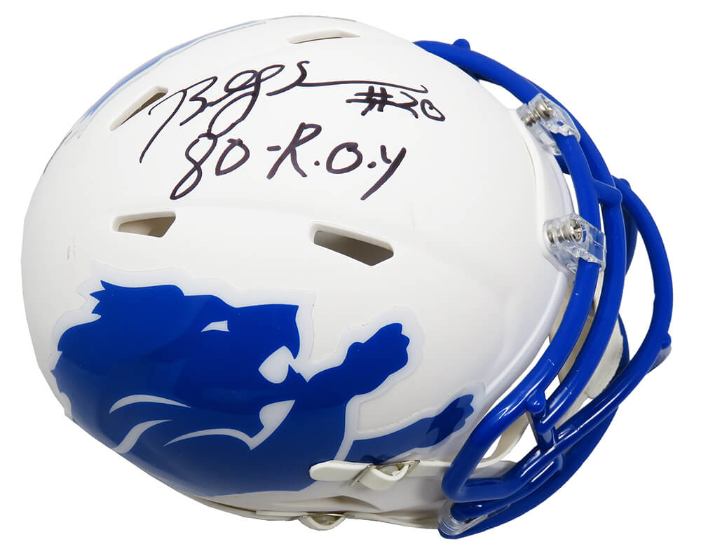 Billy Sims Signed Detroit Lions AMP Alternate Series Riddell Speed Mini Helmet w/80 ROY - SIMMIN303 - Billy Sims Signed Detroit Lions AMP Alternate Series Riddell Speed Mini Helmet w/80 ROY product image