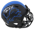 Billy Sims Signed Detroit Lions Eclipse Black Matte Riddell Speed Mini Helmet w/80 ROY - SIMMIN305 - Billy Sims Signed Detroit Lions Eclipse Black Matte Riddell Speed Mini Helmet w/80 ROY product image
