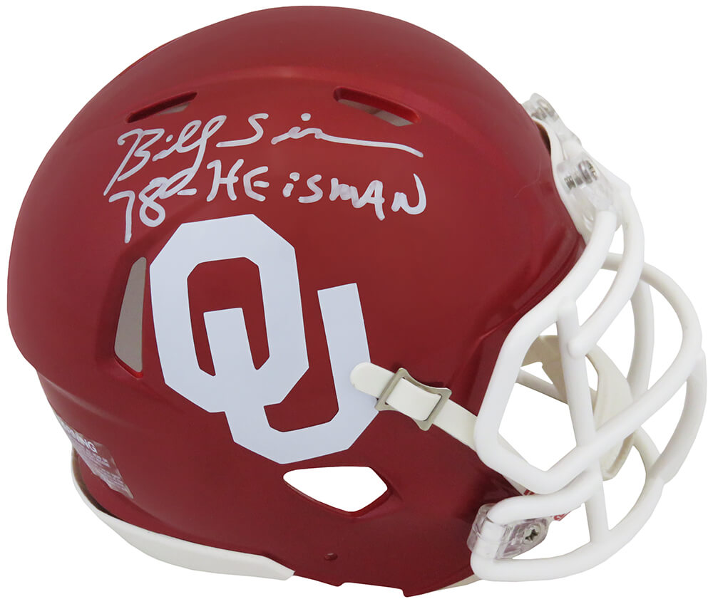 Billy Sims Signed Oklahoma Sooners Riddell Speed Mini Helmet w/78 Heisman - SIMMIN308 - Billy Sims Signed Oklahoma Sooners Riddell Speed Mini Helmet w/78 Heisman product image