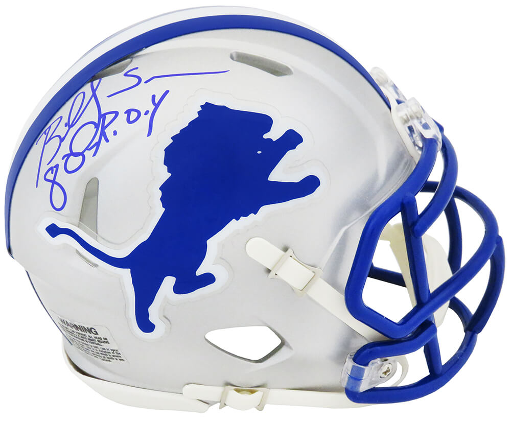 Billy Sims Signed Detroit Lions Throwback Riddell Speed Mini Helmet w/80 ROY - SIMMIN311 - Billy Sims Signed Detroit Lions Throwback Riddell Speed Mini Helmet w/80 ROY product image