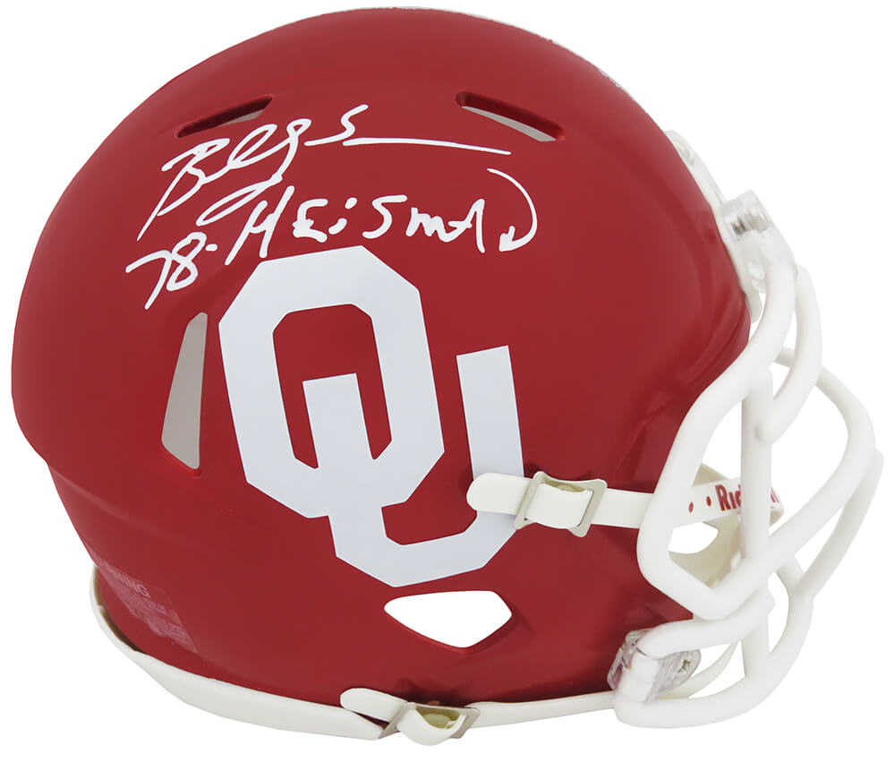 Billy Sims Signed Oklahoma Sooners Riddell Speed Mini Helmet w/78 Heisman (White Ink) - SIMMIN312 - Billy Sims Signed Oklahoma Sooners Riddell Speed Mini Helmet w/78 Heisman (White Ink) product image