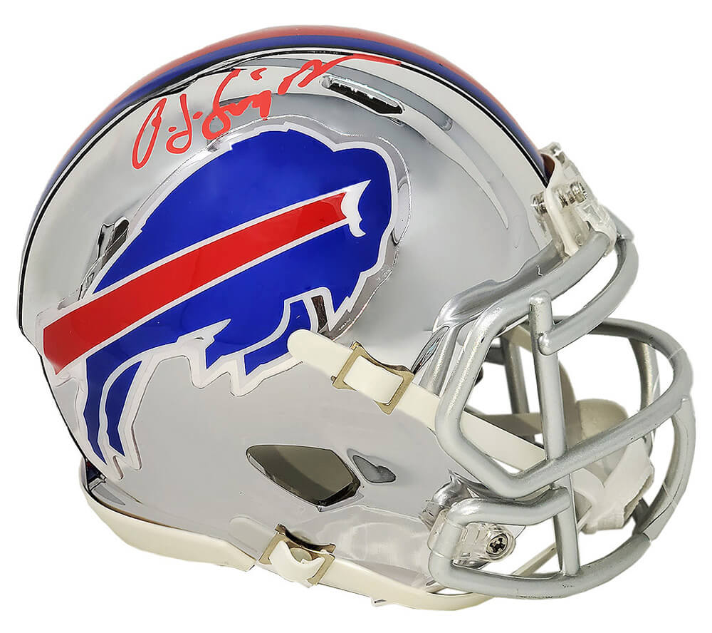 O.J. Simpson Signed Buffalo Bills Chrome Riddell Speed Mini Helmet - SIMMIN330 - O.J. Simpson Signed Buffalo Bills Chrome Riddell Speed Mini Helmet product image