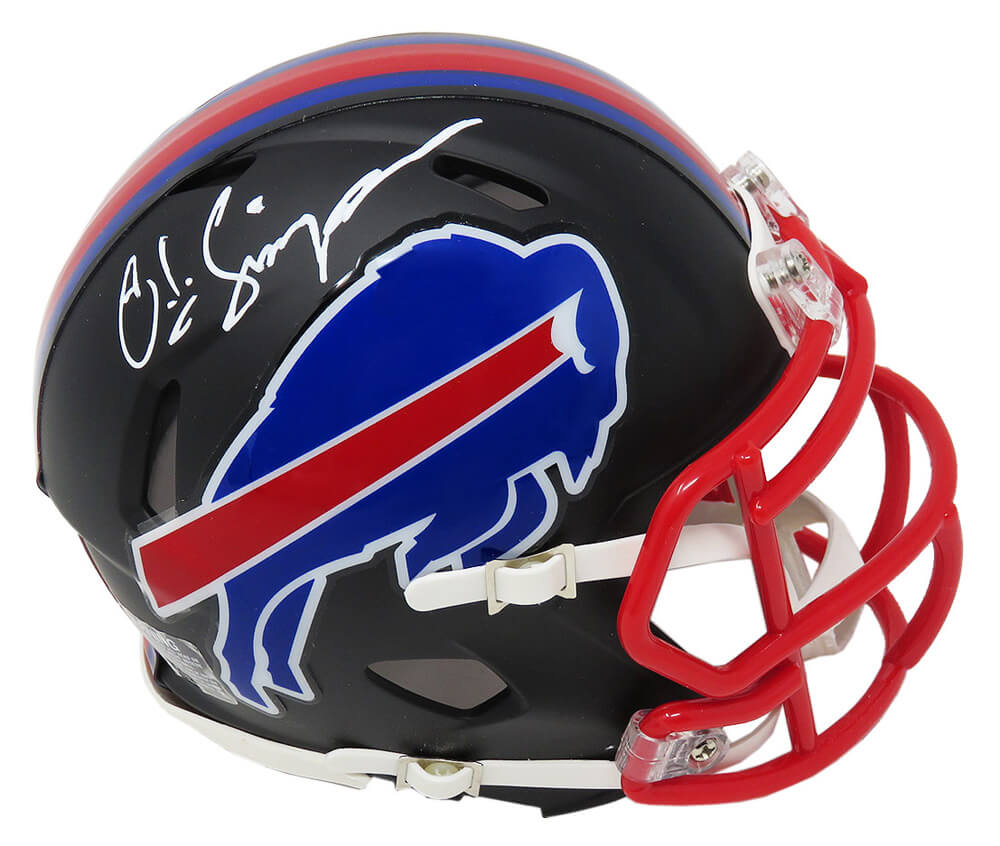 O.J. Simpson Signed Buffalo Bills Flat Black Matte Riddell Speed Mini Helmet - SIMMIN331 - O.J. Simpson Signed Buffalo Bills Flat Black Matte Riddell Speed Mini Helmet product image