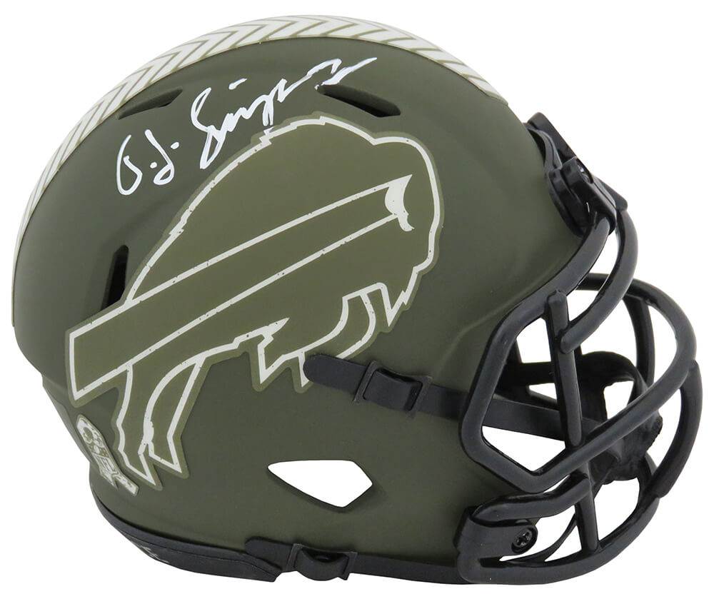 O.J. Simpson Signed Buffalo Bills Salute to Service Riddell Speed Mini Helmet - SIMMIN338 - O.J. Simpson Signed Buffalo Bills Salute to Service Riddell Speed Mini Helmet product image