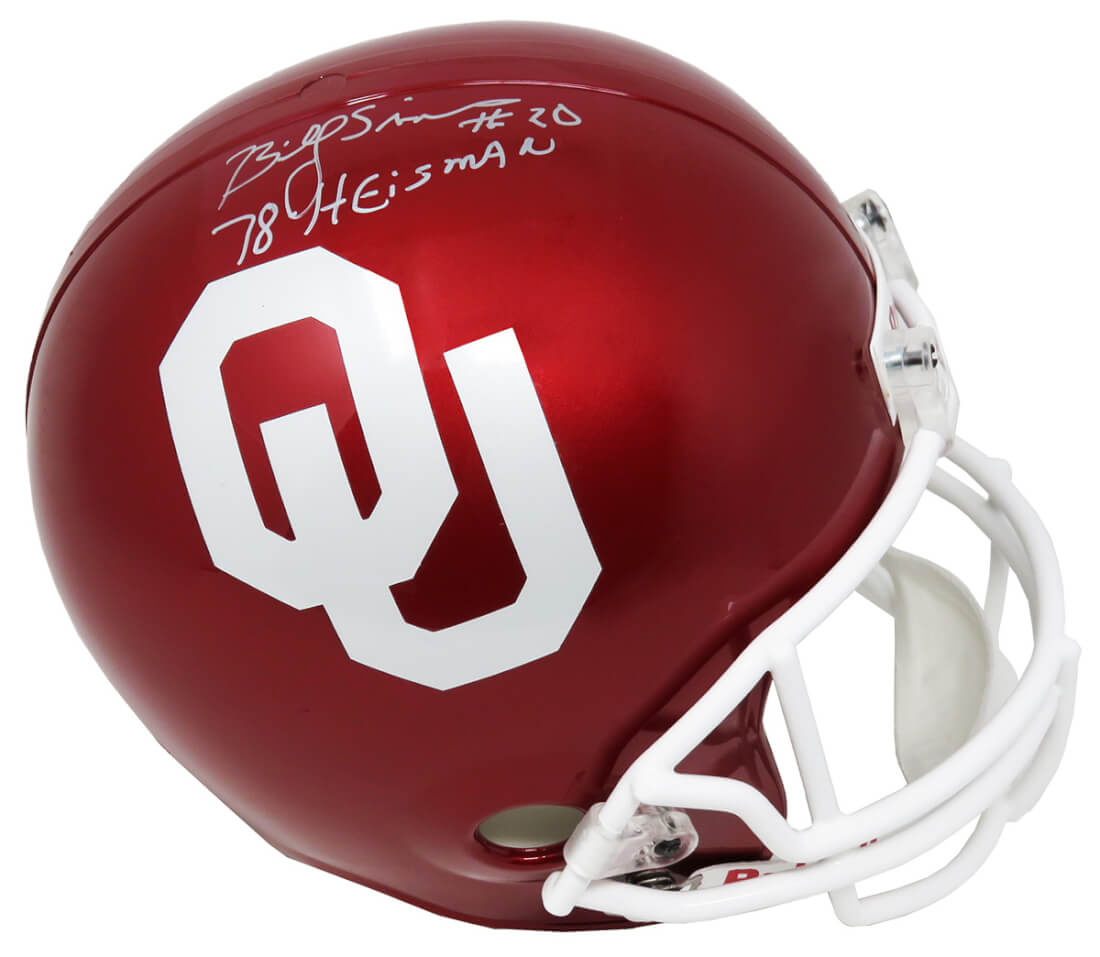 Billy Sims Signed Oklahoma Sooners Riddell Full Size Replica Helmet w/78 Heisman - SIMREP300 - Billy Sims Signed Oklahoma Sooners Riddell Full Size Replica Helmet w/78 Heisman product image
