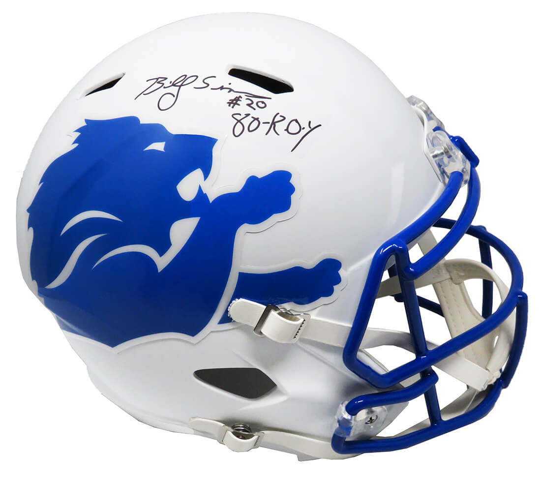 Billy Sims Signed Detroit Lions AMP Alternate Series Riddell Speed Full Size Replica Helmet w/80 ROY - SIMREP303 - Billy Sims Signed Detroit Lions AMP Alternate Series Riddell Speed Full Size Replica Helmet w/80 ROY product image