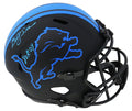 Billy Sims Signed Detroit Lions Eclipse Black Matte Riddell Full Size Speed Replica Helmet w/80 ROY - SIMREP304 - Billy Sims Signed Detroit Lions Eclipse Black Matte Riddell Full Size Speed Replica Helmet w/80 ROY product image