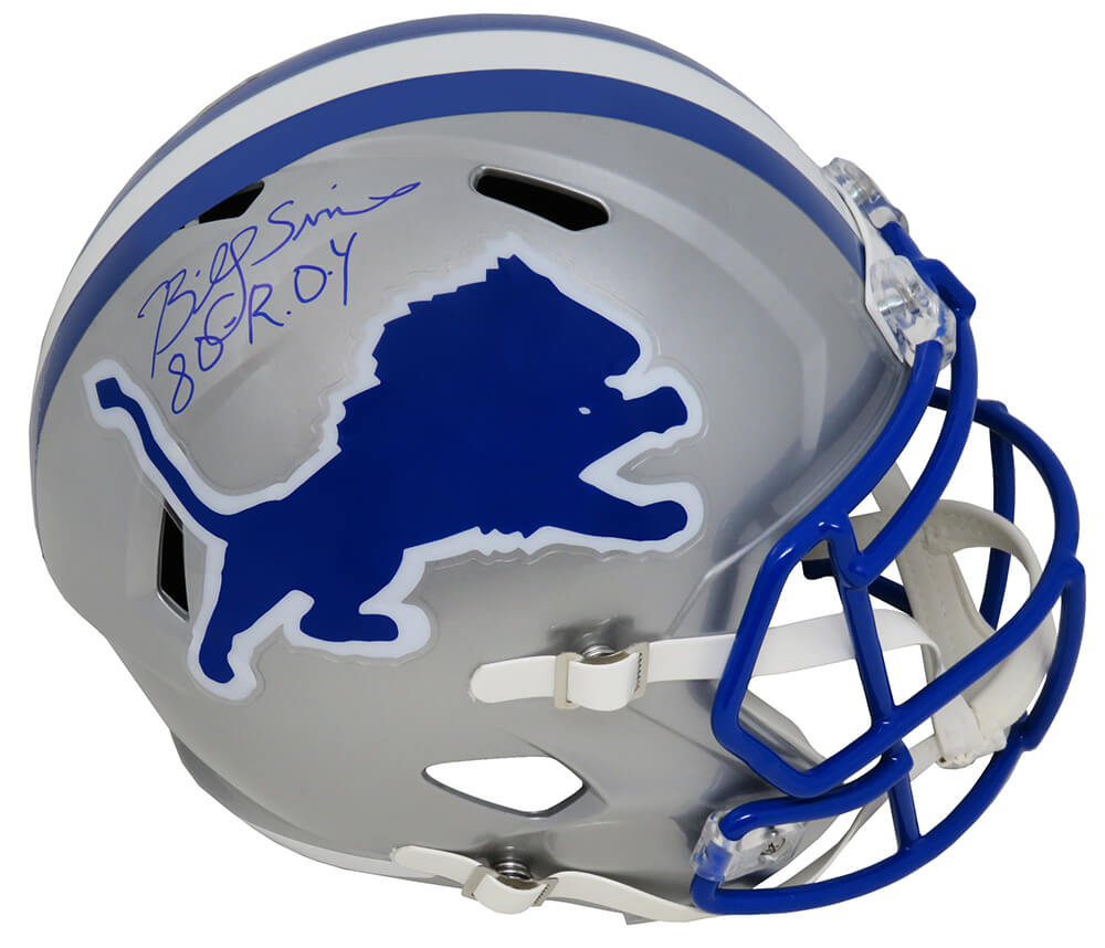 Billy Sims Signed Detroit Lions Throwback Riddell Full Size Speed Replica Helmet w/80 ROY - SIMREP305 - Billy Sims Signed Detroit Lions Throwback Riddell Full Size Speed Replica Helmet w/80 ROY product image