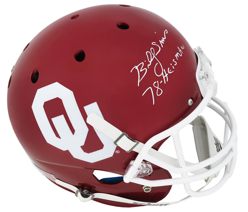 Billy Sims Signed Oklahoma Sooners White Schutt Full Size Replica Helmet w/78 Heisman - SIMREP306 - Billy Sims Signed Oklahoma Sooners White Schutt Full Size Replica Helmet w/78 Heisman product image