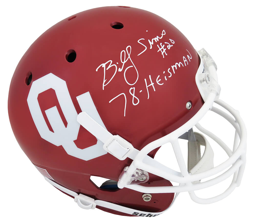 Billy Sims Signed Oklahoma Sooners Schutt Full Size Replica Helmet w/78 Heisman - SIMREP307 - Billy Sims Signed Oklahoma Sooners Schutt Full Size Replica Helmet w/78 Heisman product image