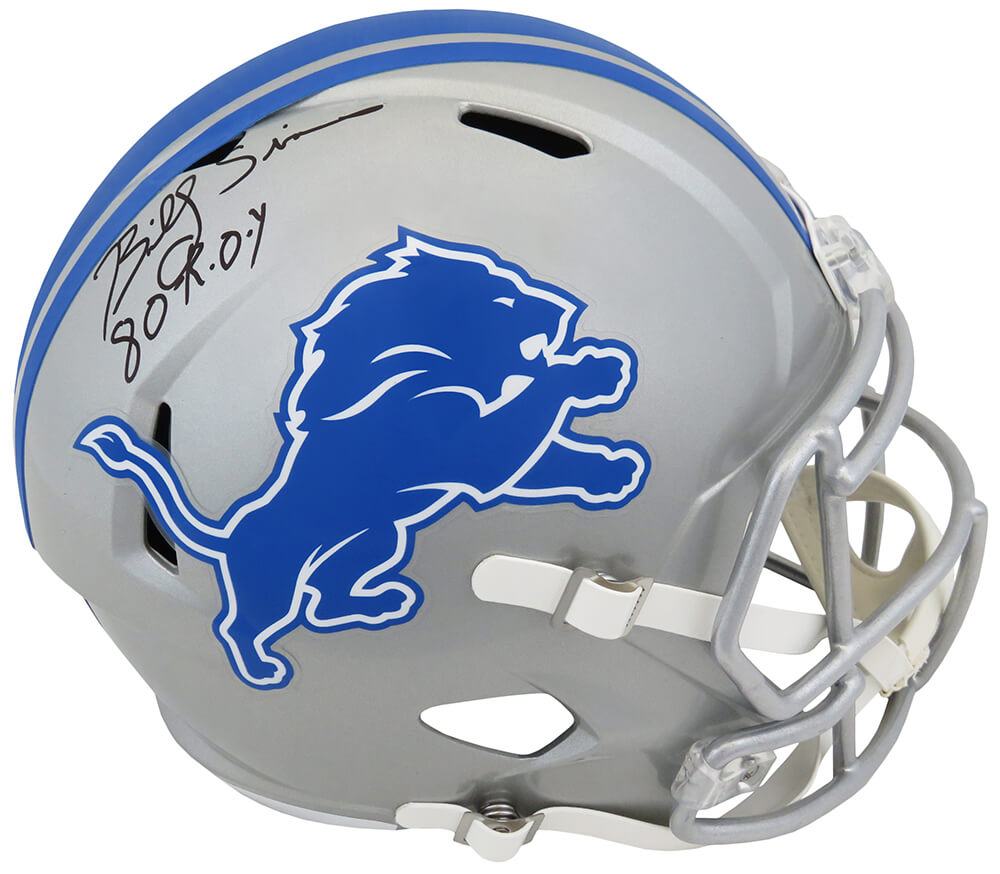 Billy Sims Signed Detroit Lions Riddell Full Size Speed Replica Helmet w/80 ROY - SIMREP309 - Billy Sims Signed Detroit Lions Riddell Full Size Speed Replica Helmet w/80 ROY product image