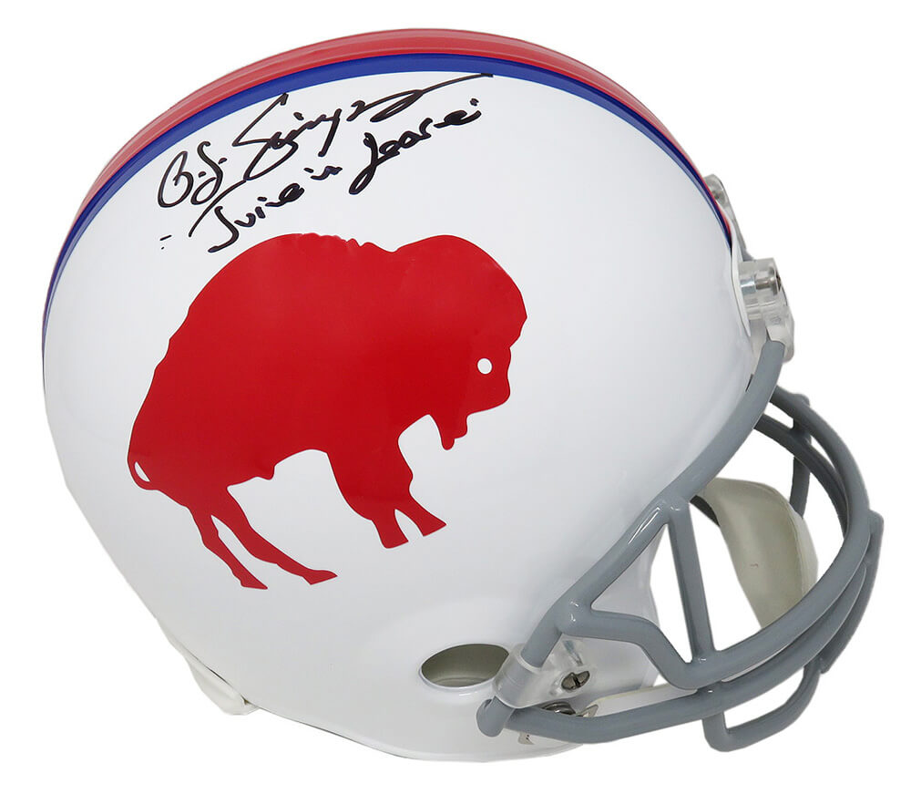 O.J. Simpson Signed Buffalo Bills Throwback White Riddell Full Size Replica Helmet w/The Juice Is Loose - SIMREP311 - O.J. Simpson Signed Buffalo Bills Throwback White Riddell Full Size Replica Helmet w/The Juice Is Loose product image