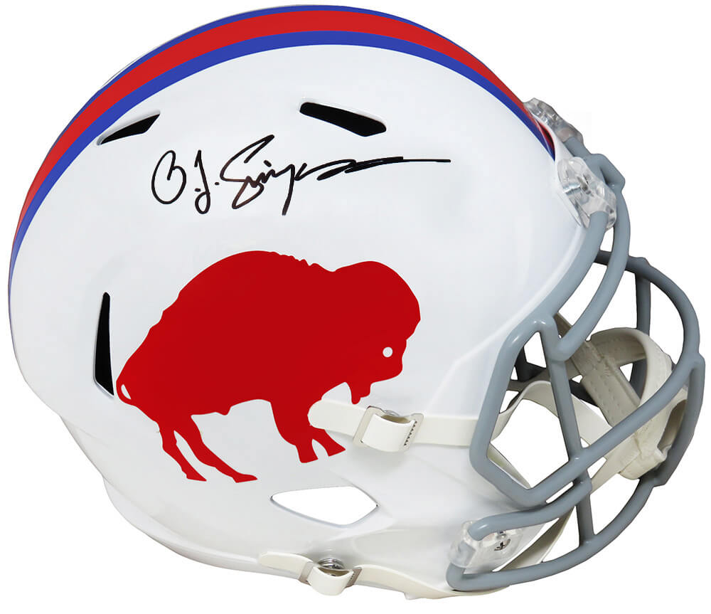 O.J. Simpson Signed Buffalo Bills Throwback White Riddell Full Size Speed Replica Helmet - SIMREP318 - O.J. Simpson Signed Buffalo Bills Throwback White Riddell Full Size Speed Replica Helmet product image