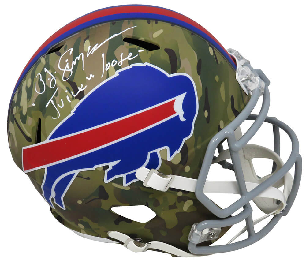 O.J. Simpson Signed Buffalo Bills CAMO Riddell Full Size Speed Replica Helmet w/Juice Is Loose - SIMREP320 - O.J. Simpson Signed Buffalo Bills CAMO Riddell Full Size Speed Replica Helmet w/Juice Is Loose product image